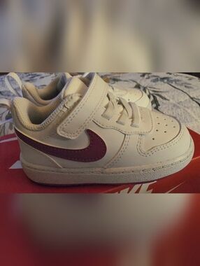 NWT! Nike White Toddler Sneakers with Purple Swoosh